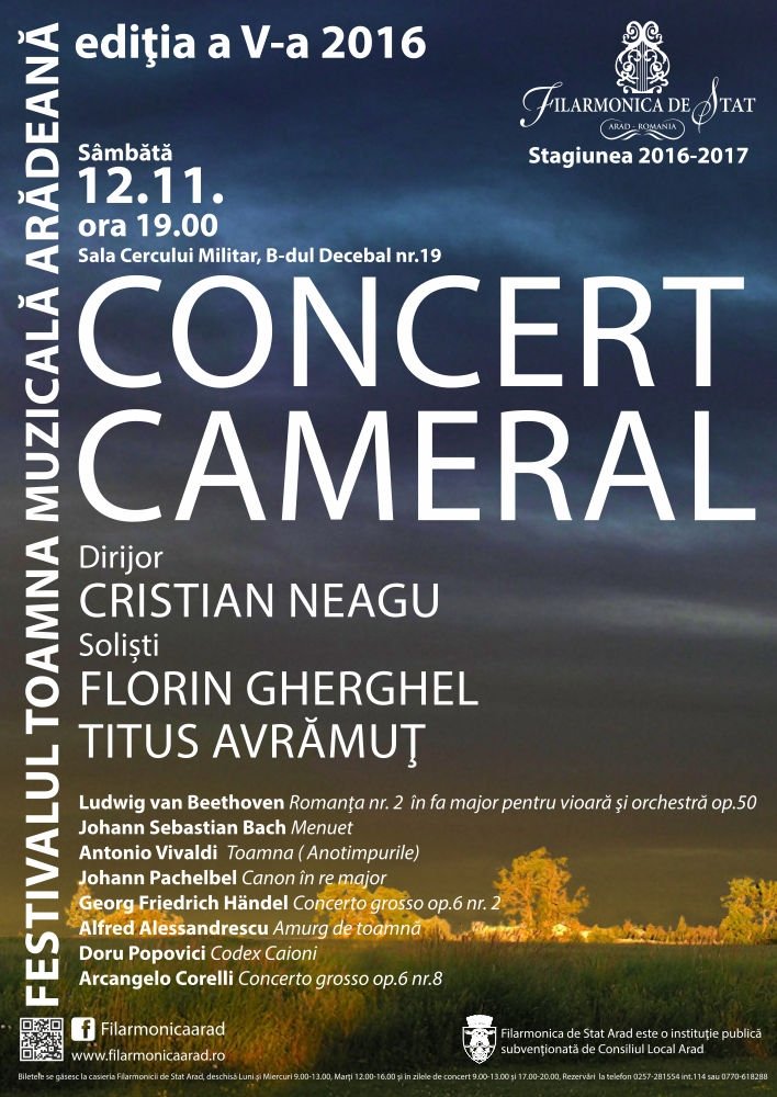Festivalul Toamna Muzicală Arădeană: Concert cameral cu doi soliști de excepție – Florin Gherghel și Titus Avrămuț