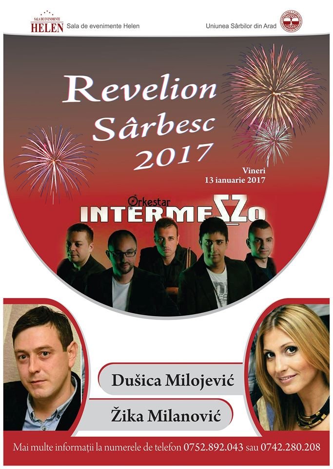 Revelion Sârbesc cu  orchestra Intermezzo şi soliştii Dusica Milojevic şi Zika Milanovic