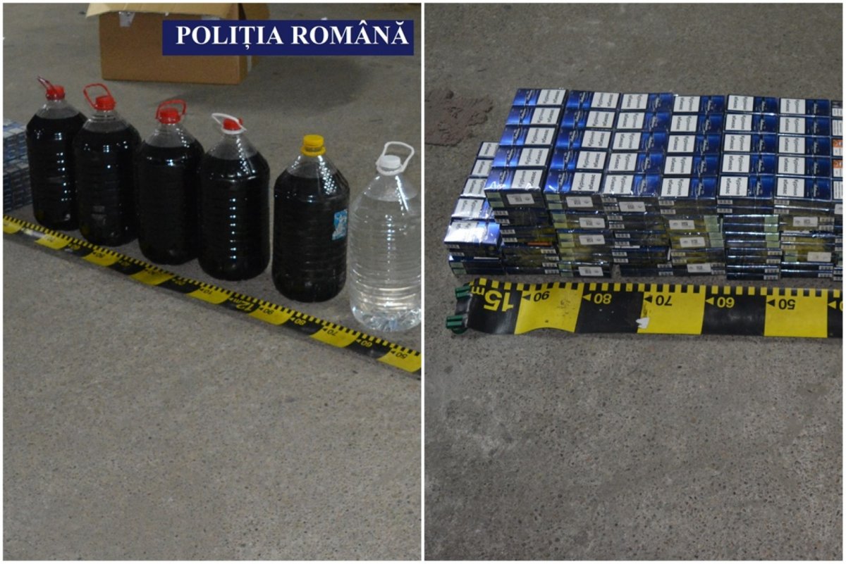 FOTO | Țigări și băutură de contrabandă, la Bocsig. Șoferul prins a fost reținut
