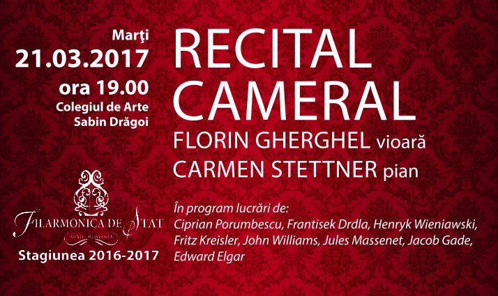 Concert maestrul Florin Gherghel și pianista Carmen Stettner vă propun un romantic recital cameral