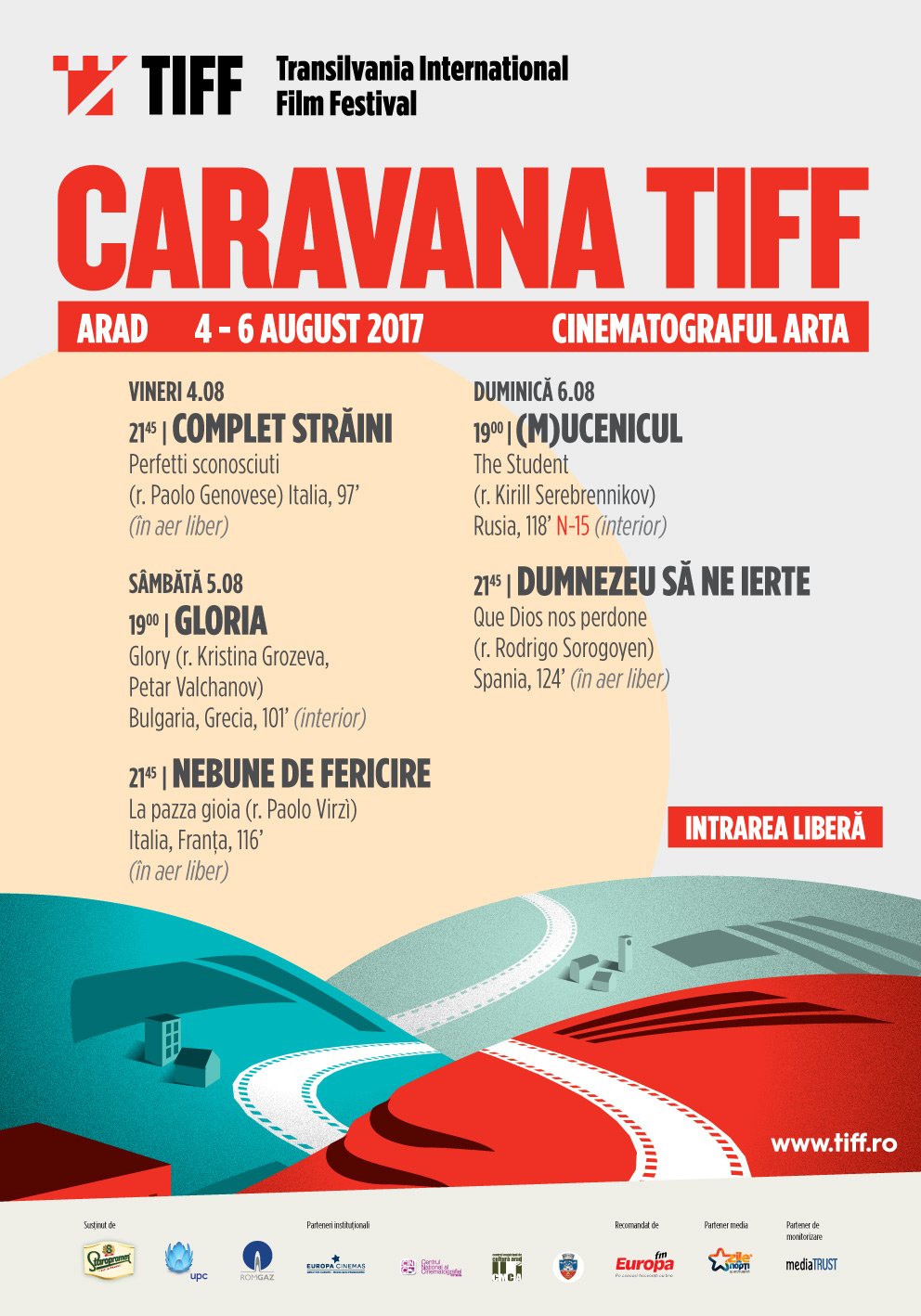 Caravana TIFF aduce cinci filme multipremiate la Arad,  între 4 și 6 august 2017