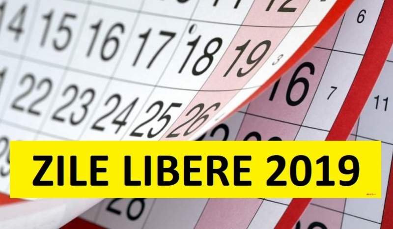 Calendar zile LIBERE 2019