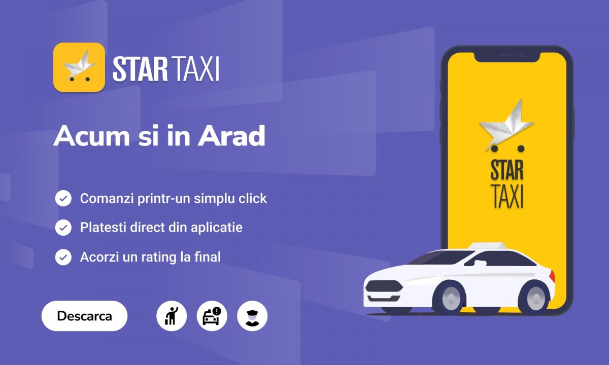 Star Taxi se extinde în Arad. Fără tarife dinamice și opțiune de transport decontat pentru angajați 