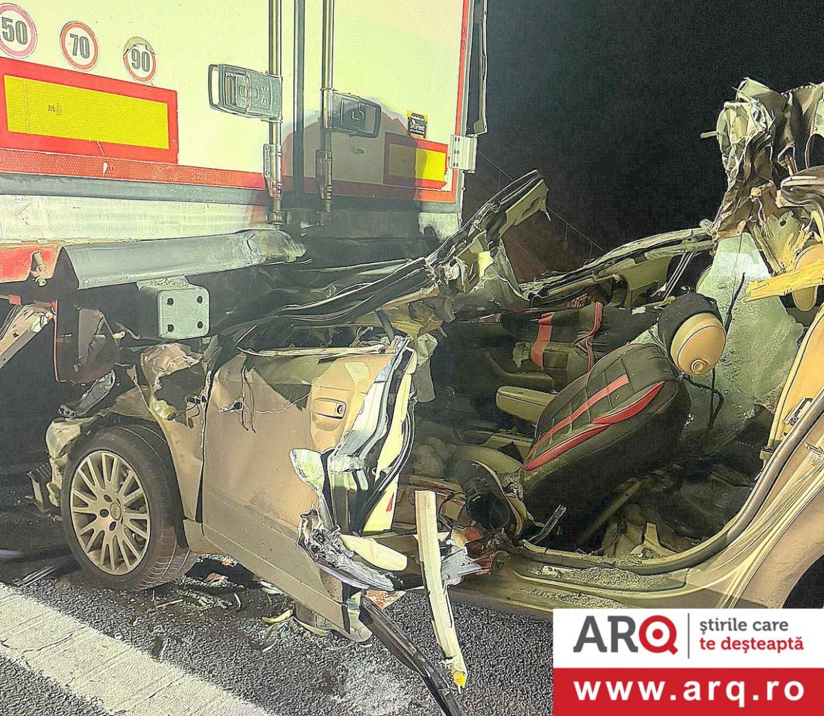 Bărbat de 24 de ani, mort în accident între un autoturism si un autocamion pe Autostrada A1 lângă Aradul Nou