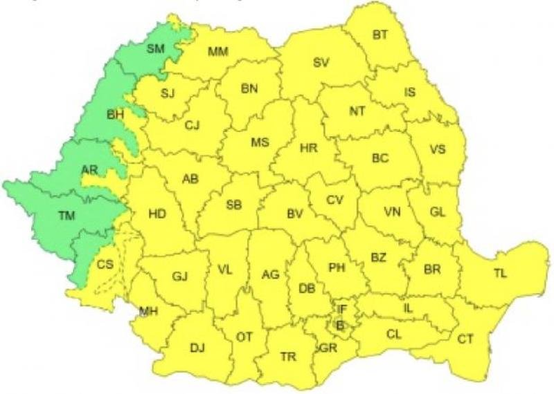 5 zile cu cod galben de GER; ce temperaturi sunt așteptate în Arad