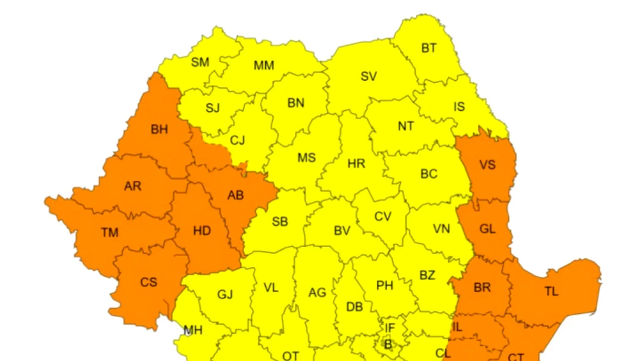 Avertizare de cod portocaliu, începând de mâine