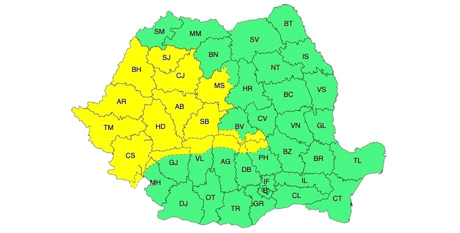 Răcire accentuată a vremii: cod GALBEN de precipitații mixte și vijelii, rafale de până la 110 km/h. Harta a fost actualizată - revine vremea rea