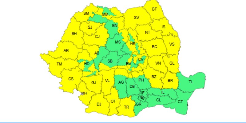 Se întoarce iarna: ne așteaptă câteva zile cu temperaturi negative și cod galben de vreme rea; când se încălzește vremea