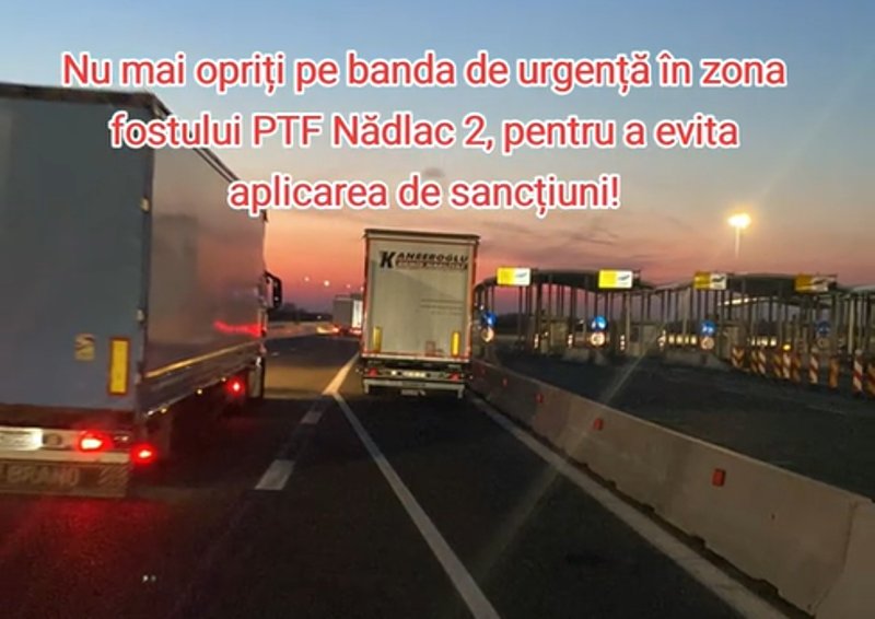 Obiceiurile vechi mor greu: deși nu mai există control la frontiera cu Ungaria, mulți șoferi de TIR STAȚIONEAZĂ pe banda de urgență la ieșirea din țară